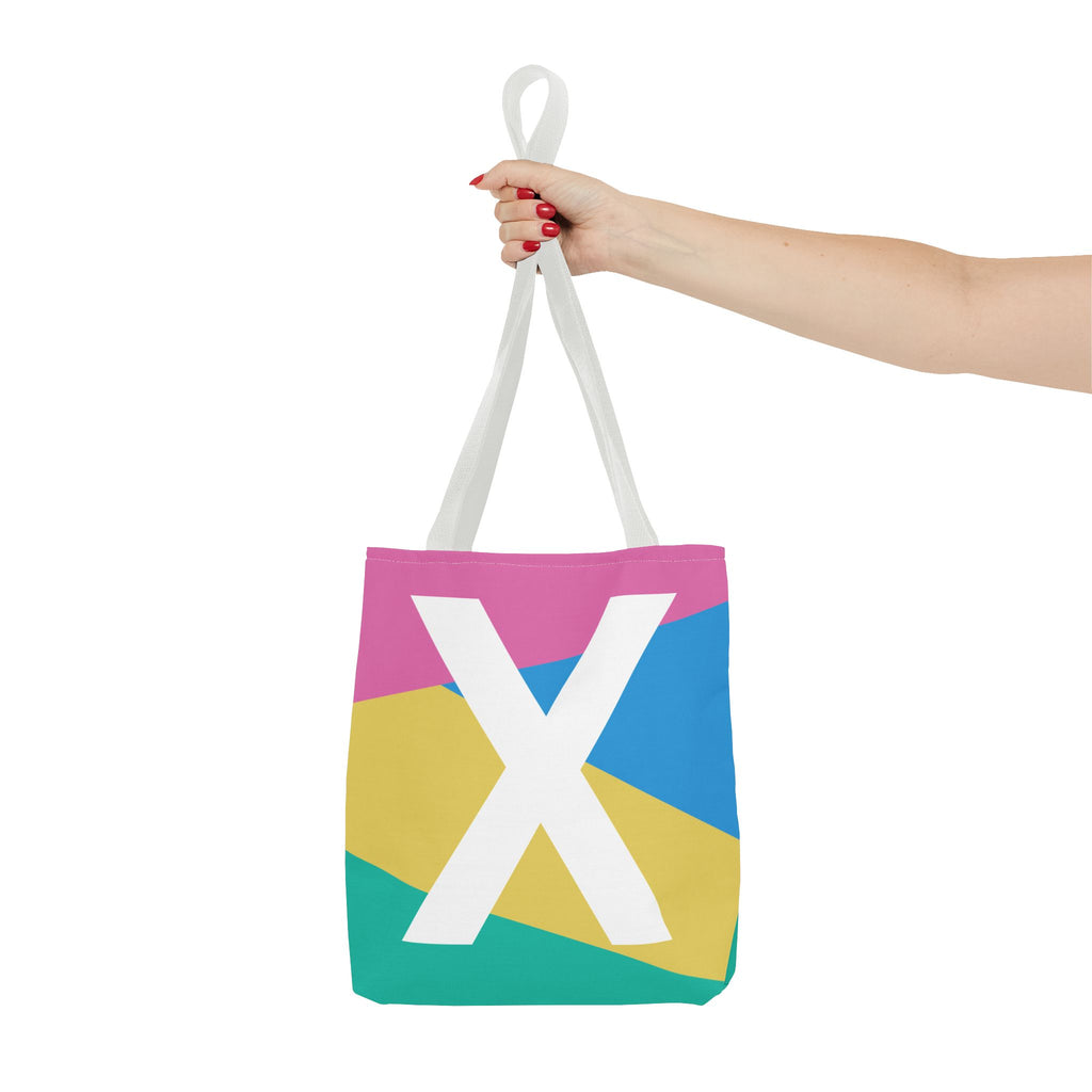 Monogram 'X' Colorblock Tote Bag — Personalized Initial X Shoulder Tote