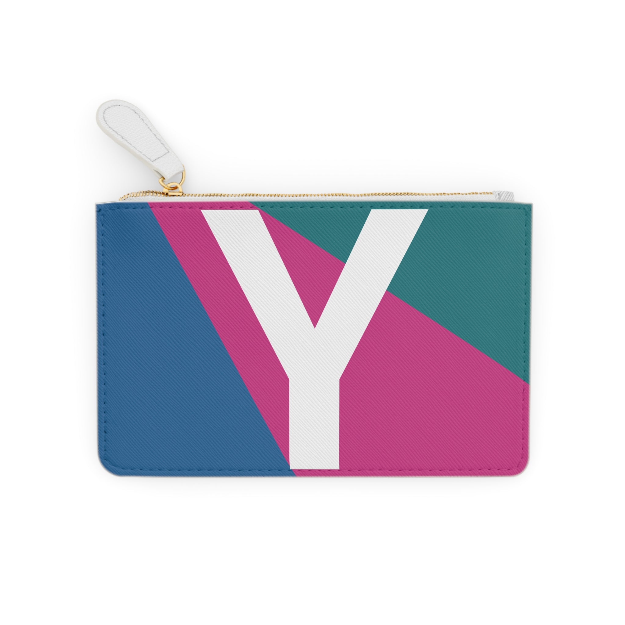 Initial Y Mini Clutch — Colorblock Monogram Wristlet Wallet