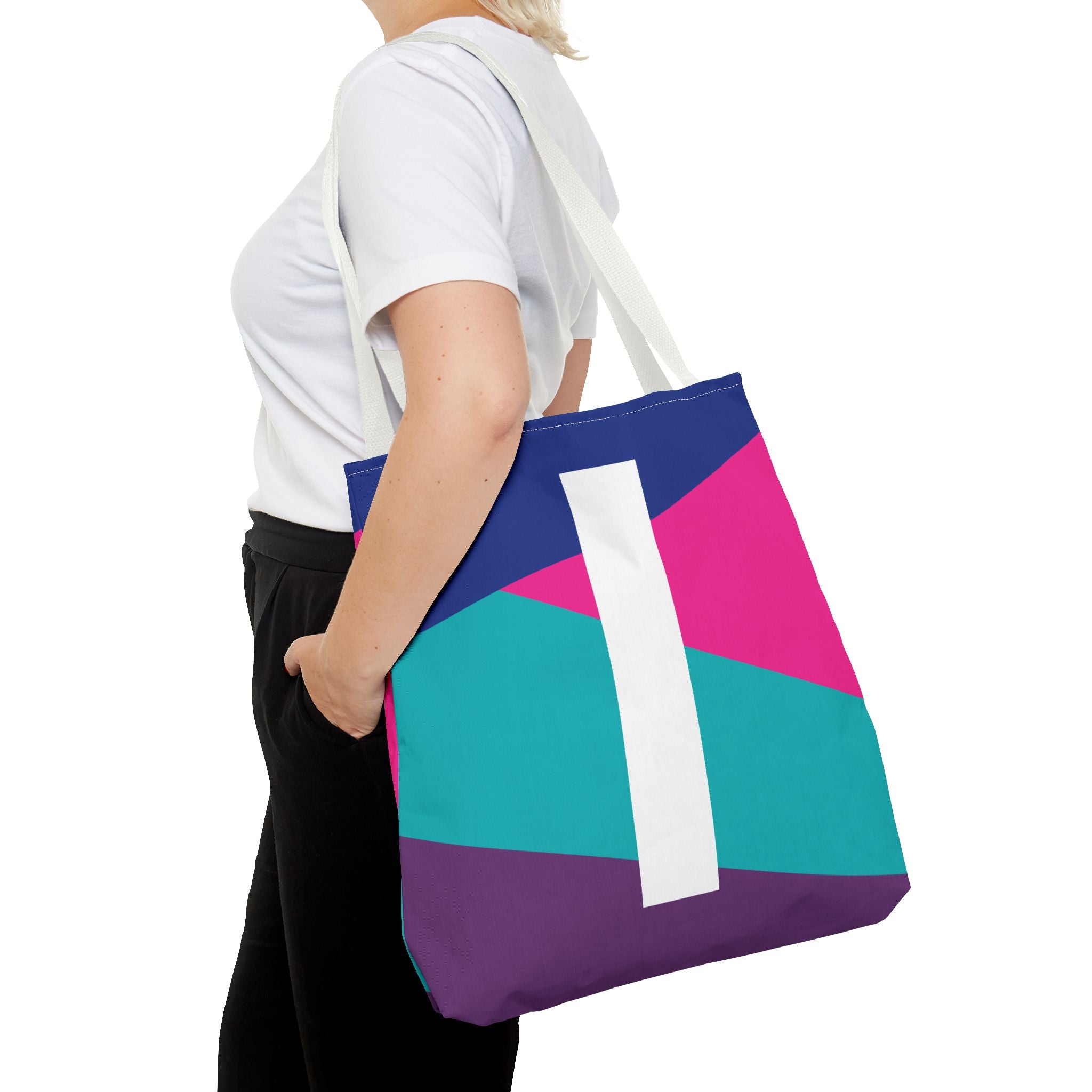 Monogram 'I' Colorblock Tote Bag — Personalized Initial I Shoulder Tote