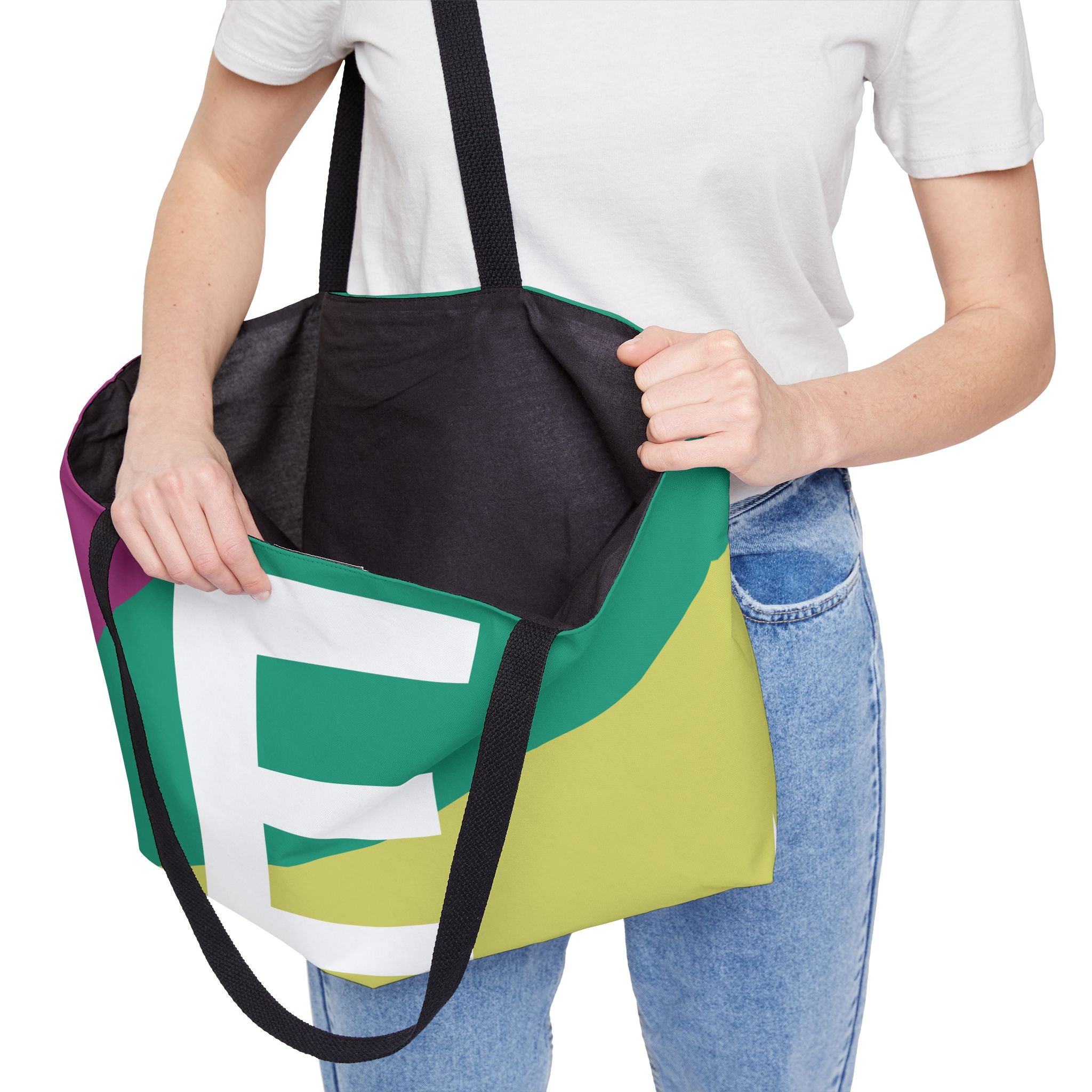 Personalized 'E' Colorblock Tote Bag — Monogram Weekender Tote