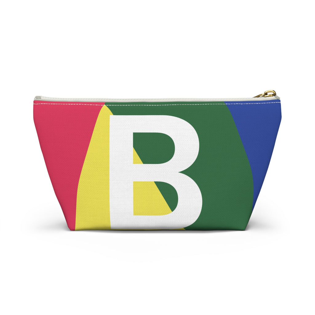 Initials Colorblock Accessory Pouch — Monogram B T-Bottom Cosmetic Bag