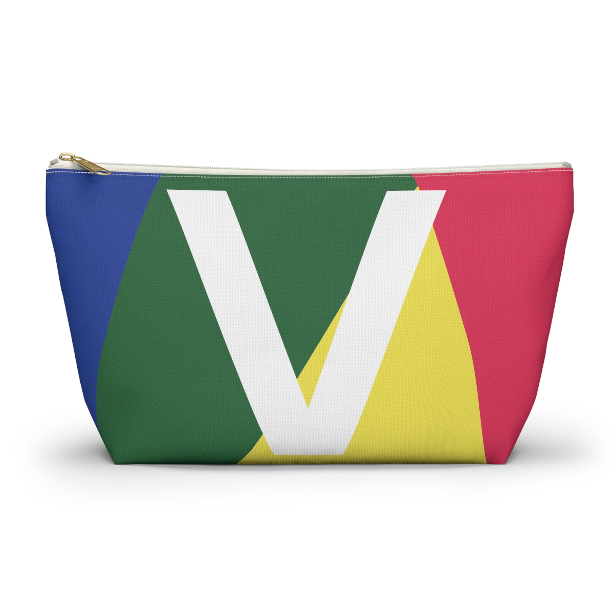 Initials Colorblock Accessory Pouch — Monogram V T-Bottom Cosmetic Bag