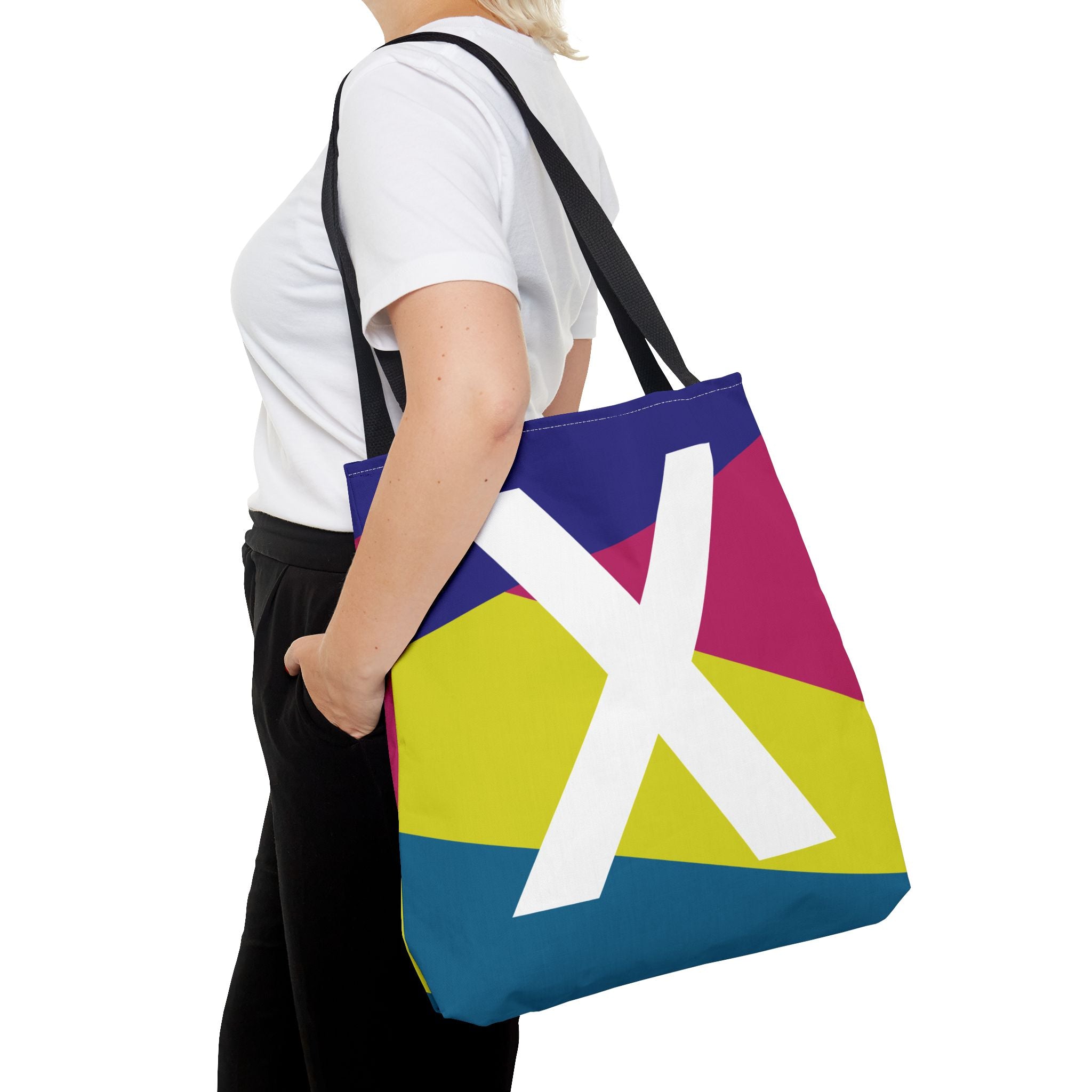 Monogram 'X' Colorblock Tote Bag — Personalized Initial X Shoulder Tote