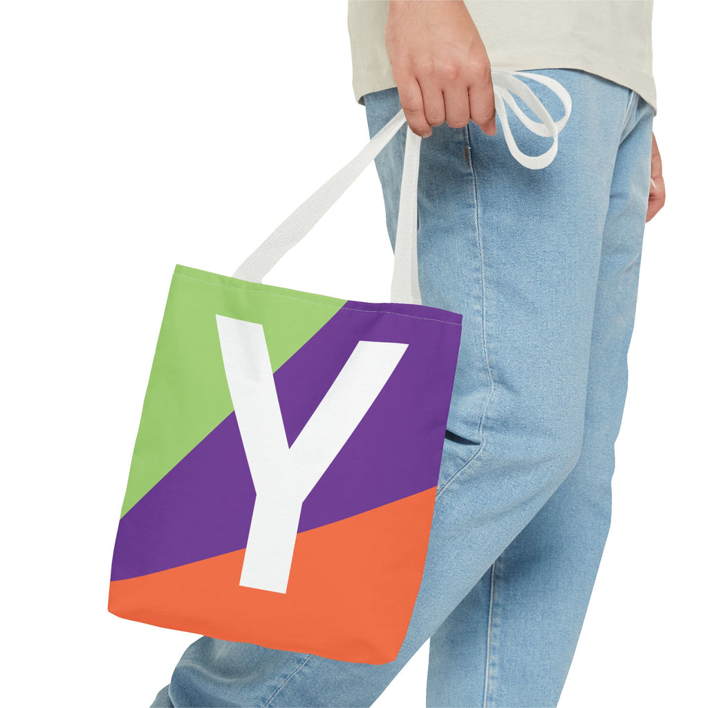 Monogram 'Y' Colorblock Tote Bag — Personalized Initial Y Shoulder Tote