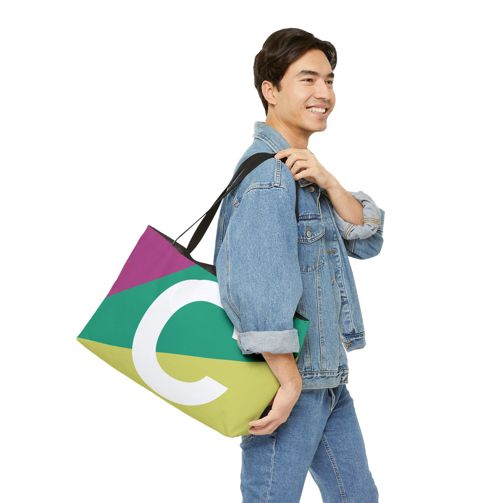 Personalized 'C' Colorblock Tote Bag — Monogram Weekender Tote