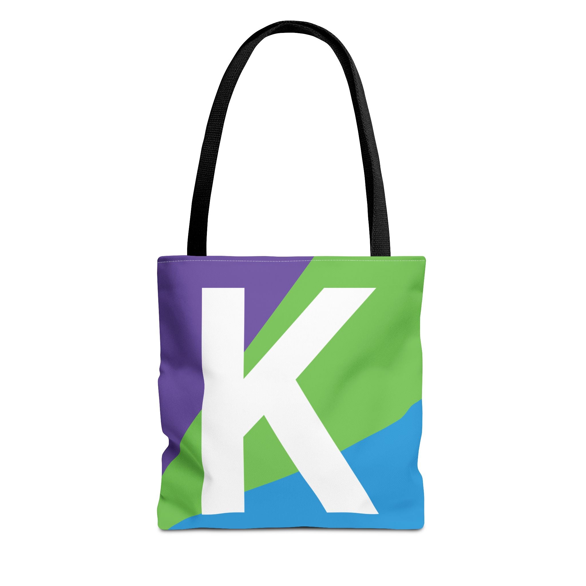 Monogram 'K' Colorblock Tote Bag — Personalized Initial K Shoulder Tote