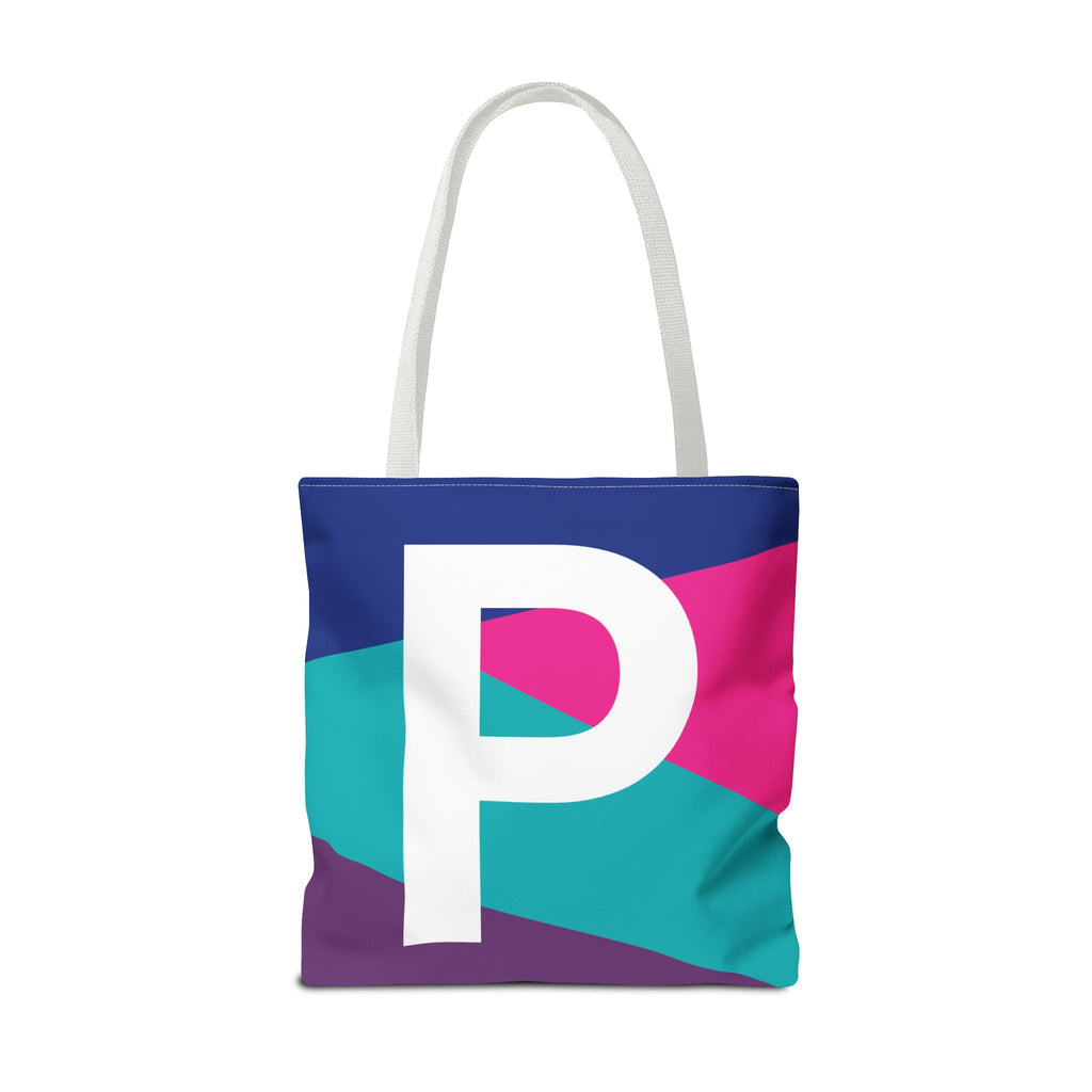 Monogram 'P' Colorblock Tote Bag — Personalized Initial P Shoulder Tote