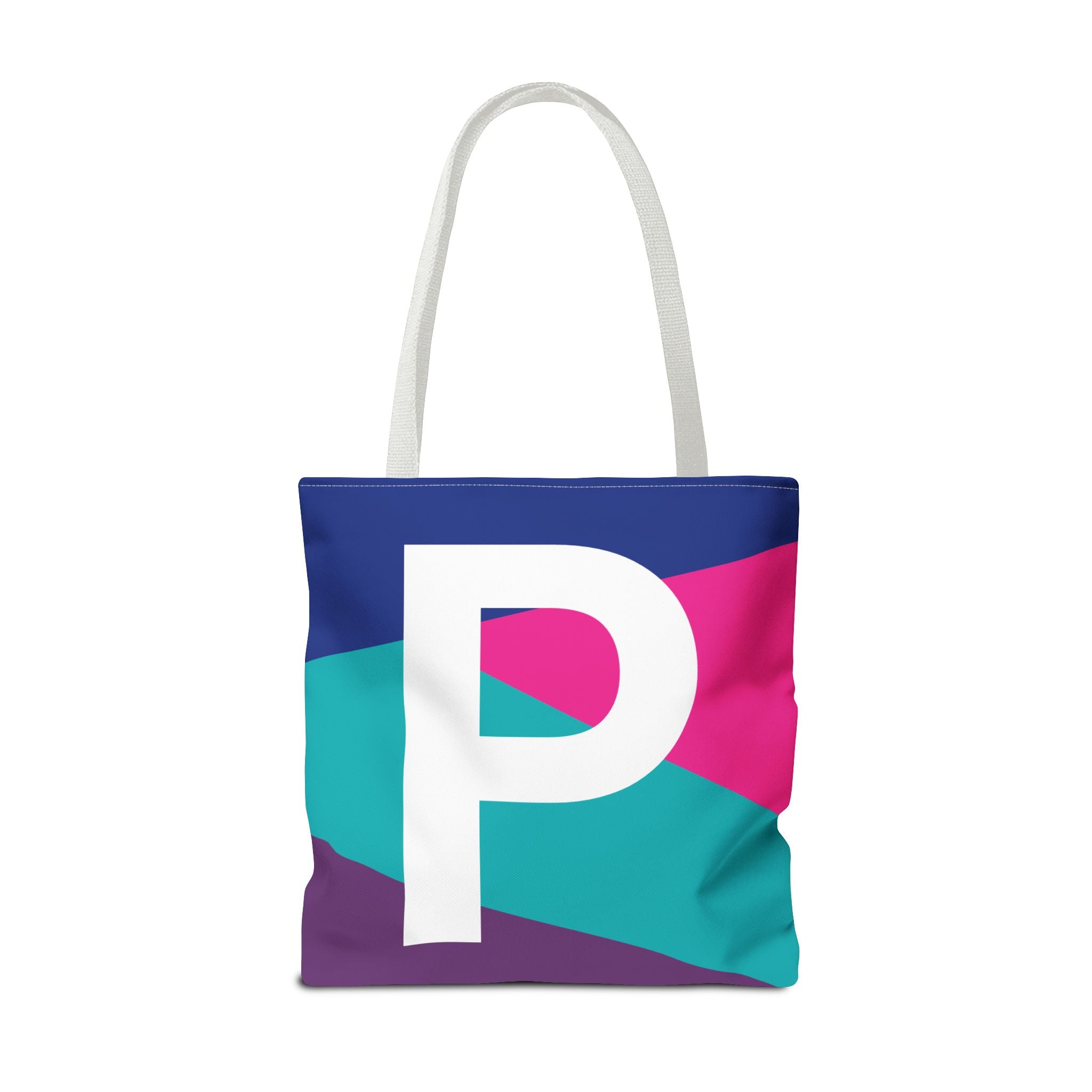 Monogram 'P' Colorblock Tote Bag — Personalized Initial P Shoulder Tote