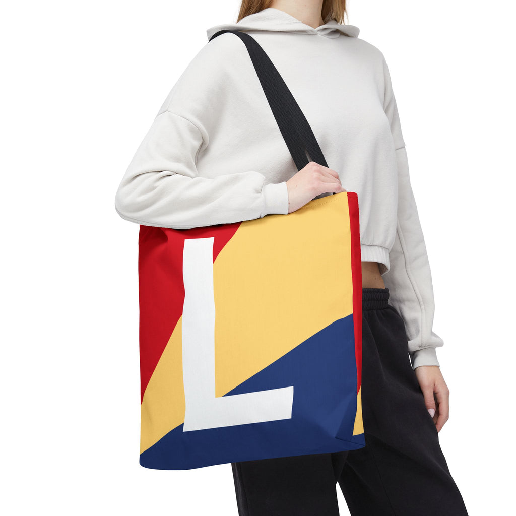 Monogram 'L' Colorblock Tote Bag — Personalized Initial L Shoulder Tote