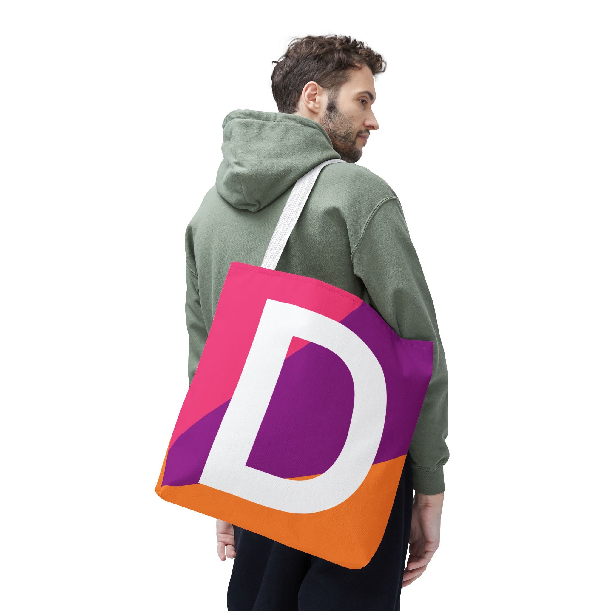 Monogram 'D' Colorblock Tote Bag — Personalized Initial D Shoulder Tote
