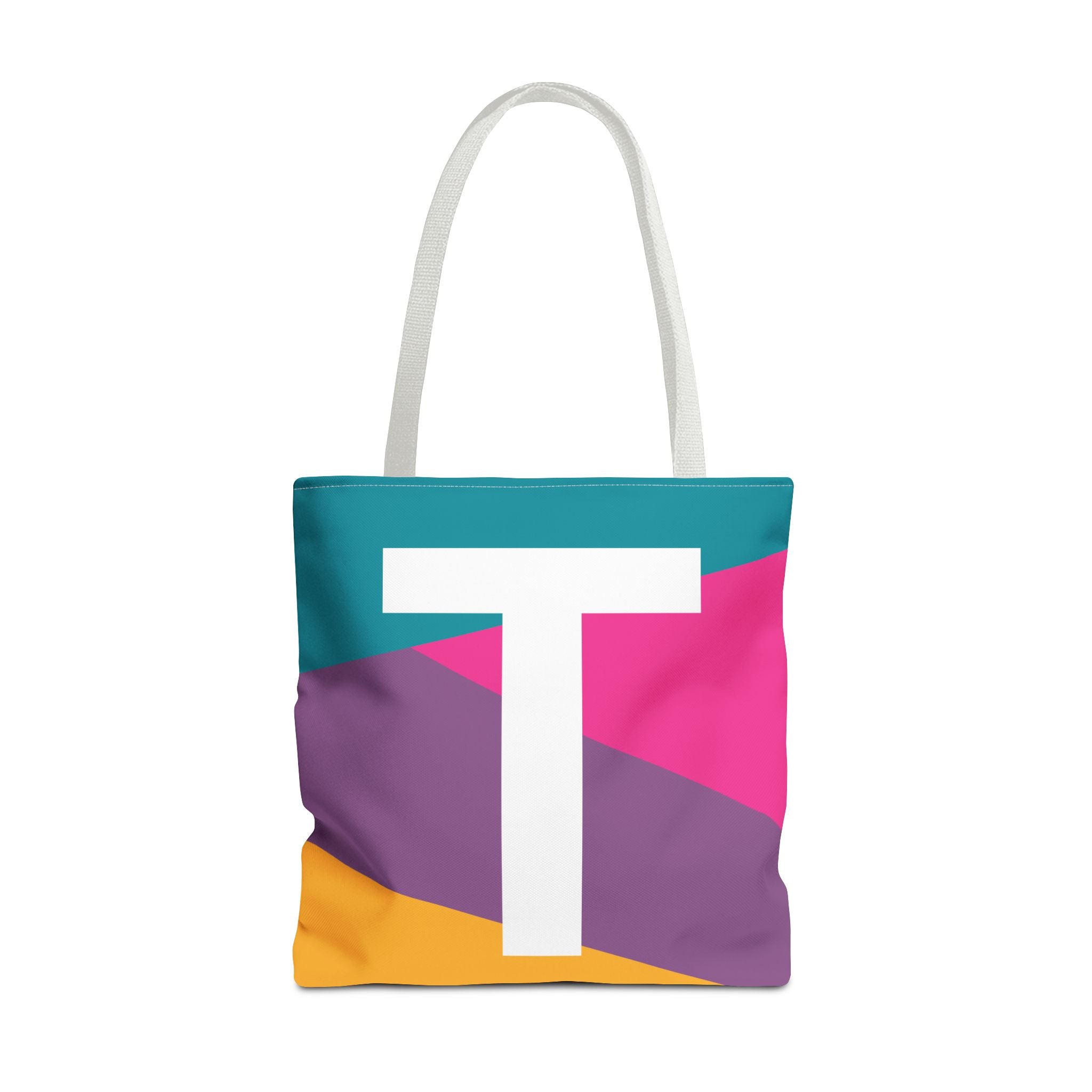 Monogram 'T' Colorblock Tote Bag — Personalized Initial T Shoulder Tote