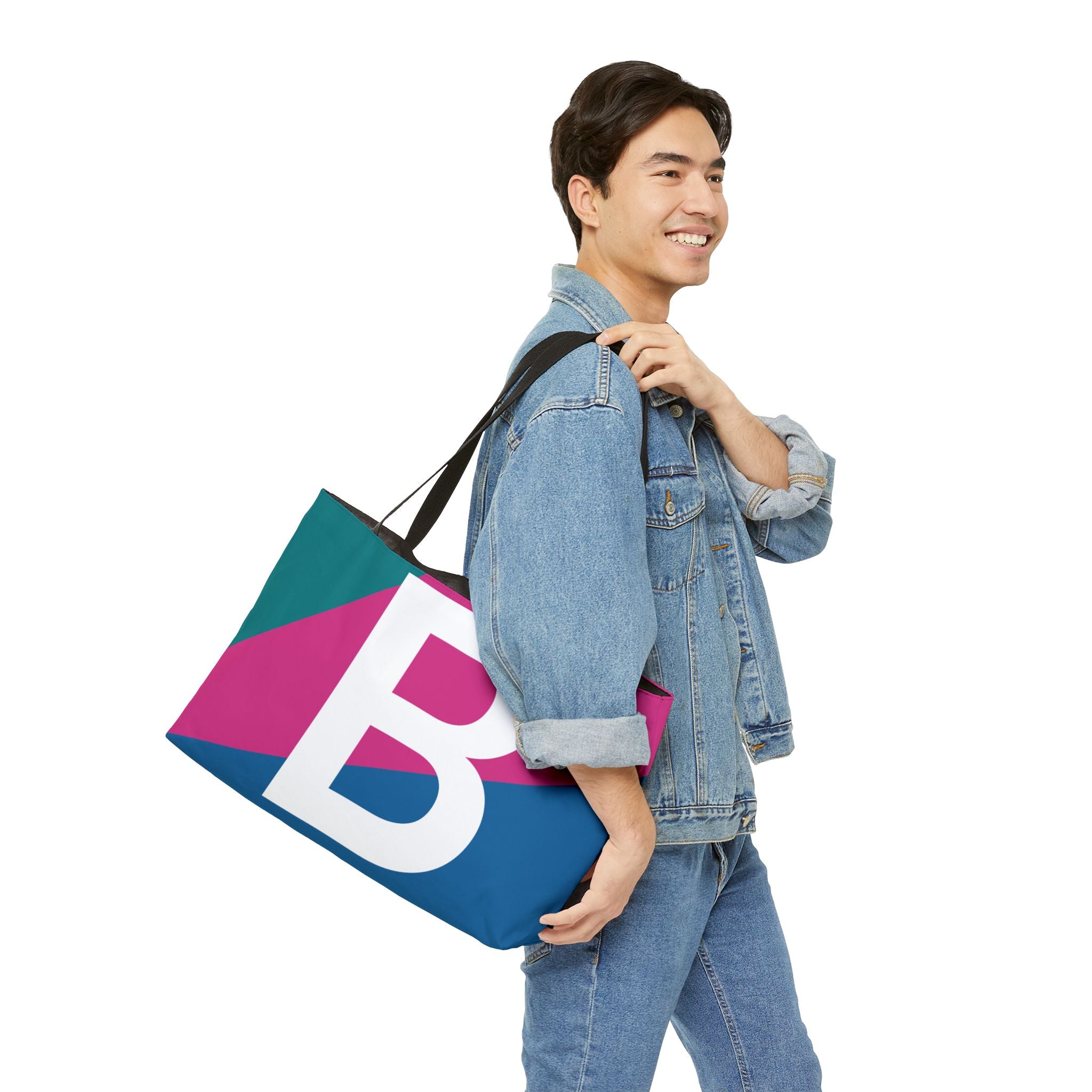 Personalized 'B' Colorblock Tote Bag — Monogram Weekender Tote