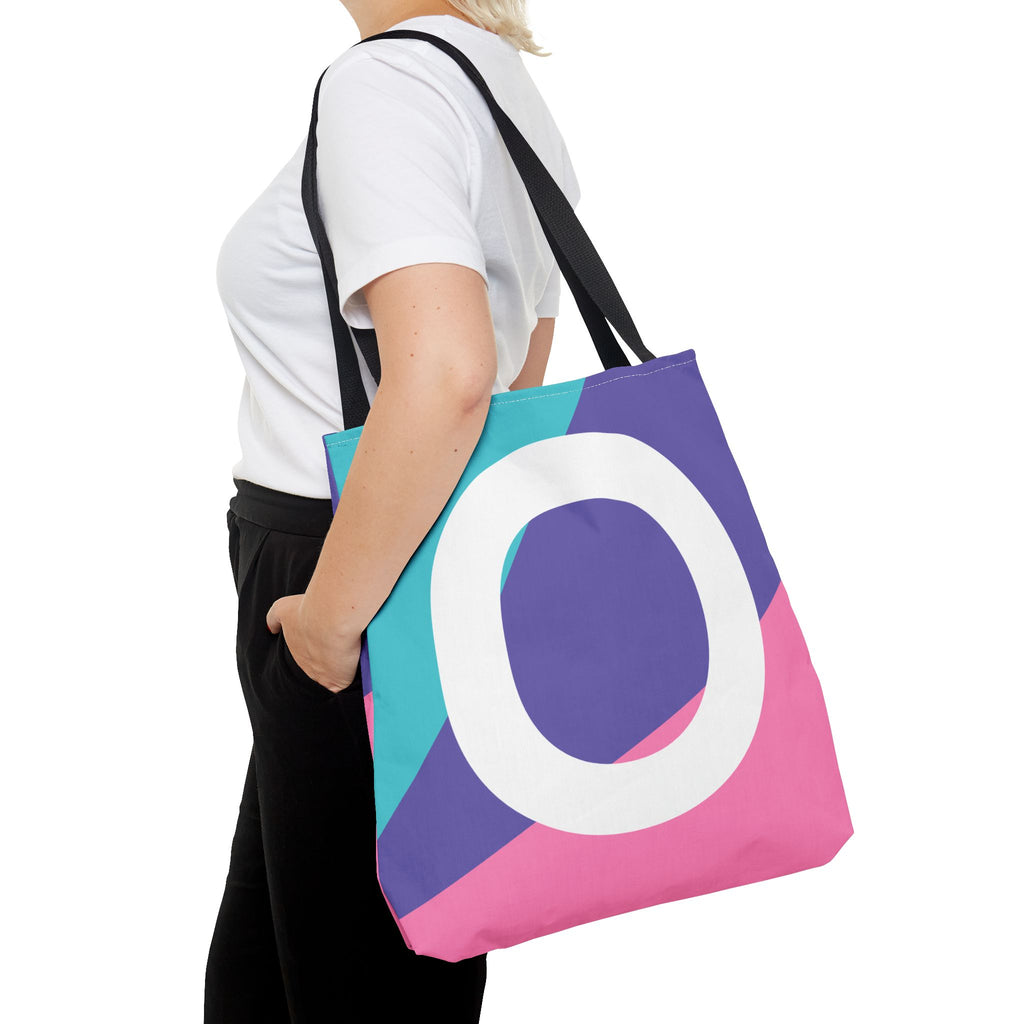 Monogram 'O' Colorblock Tote Bag — Personalized Initial O Shoulder Tote