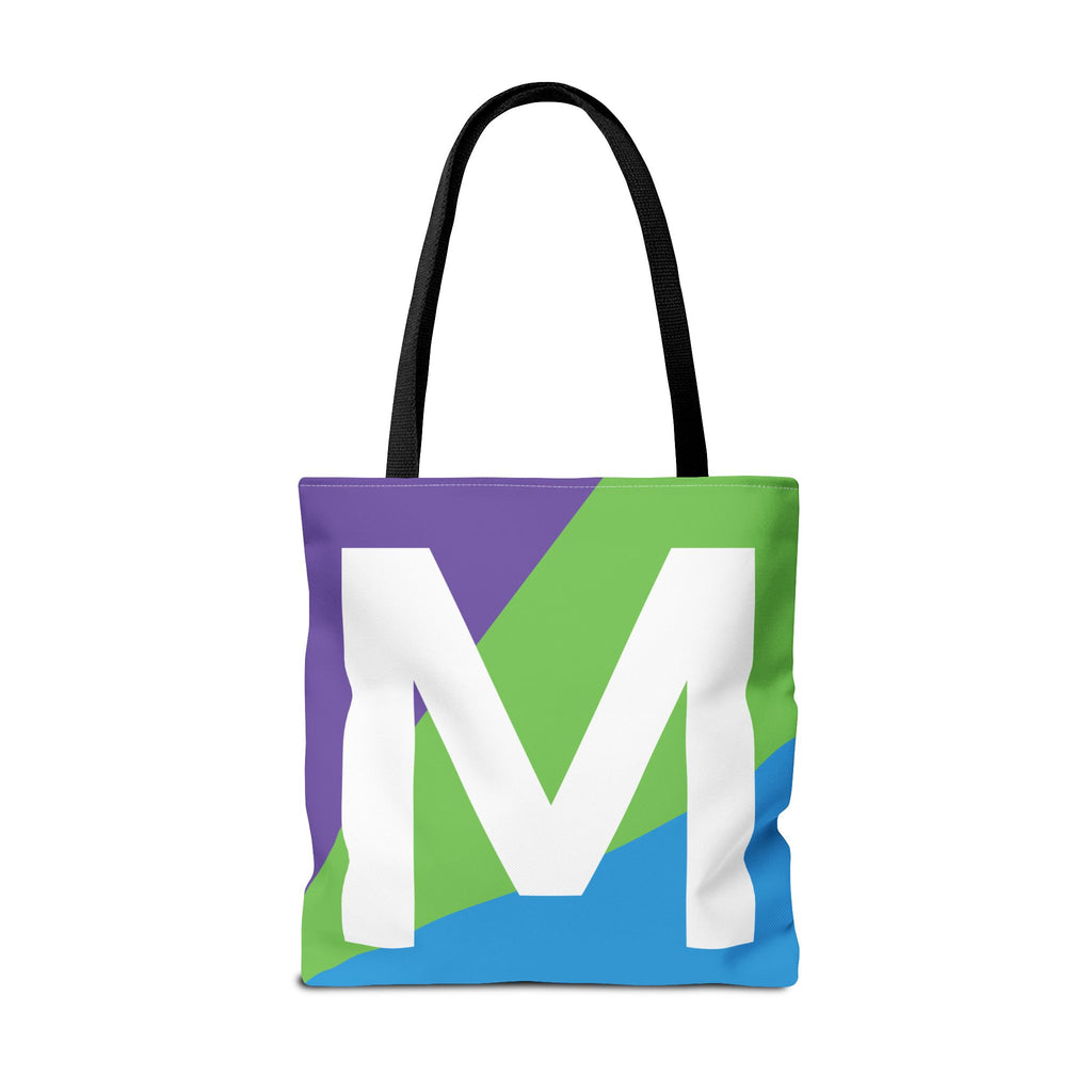 Monogram 'M' Colorblock Tote Bag — Personalized Initial M Shoulder Tote