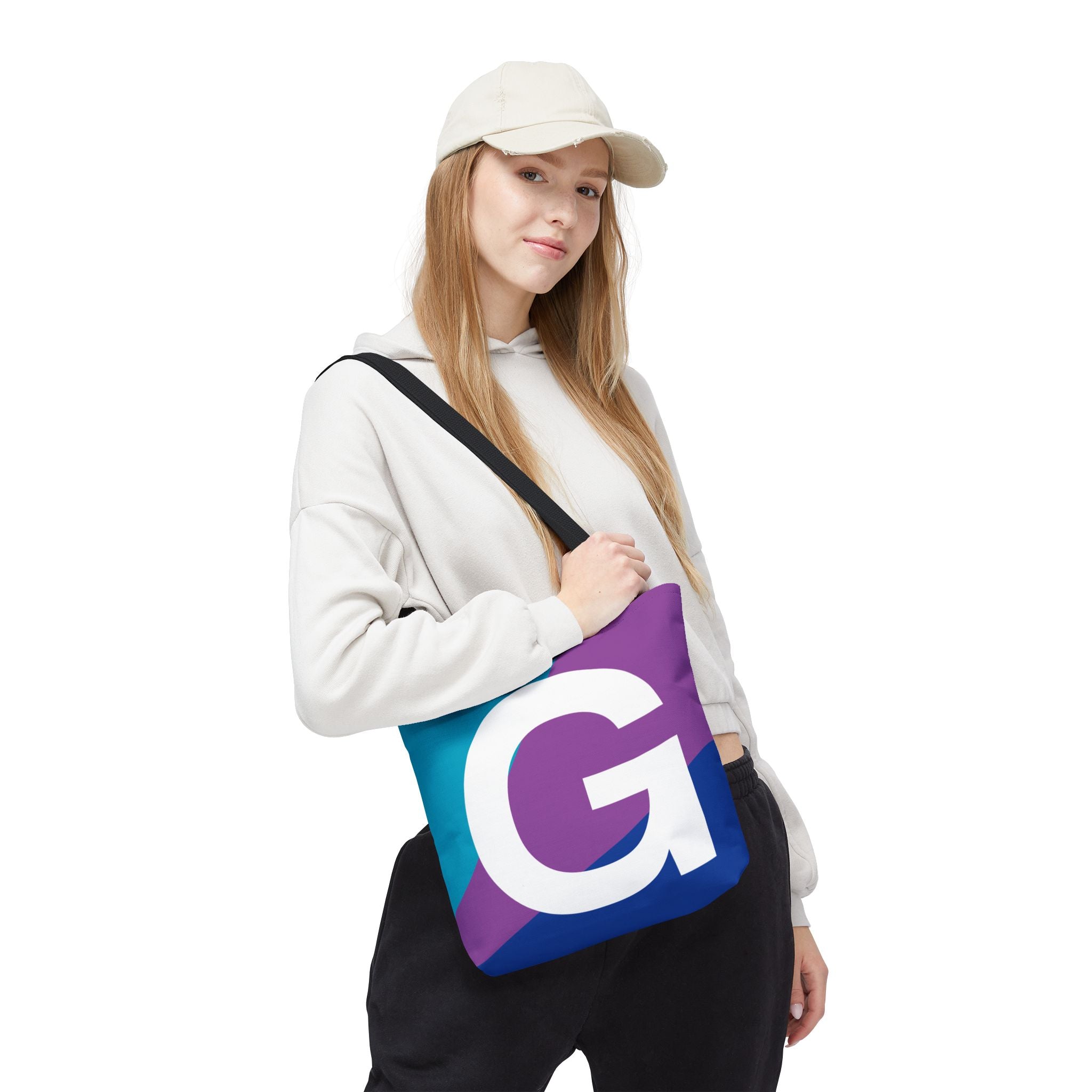 Monogram 'G' Colorblock Tote Bag — Personalized Initial G Shoulder Tote