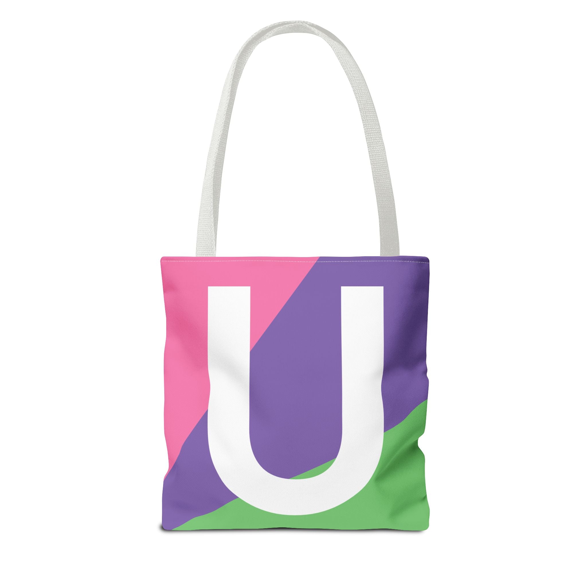 Monogram 'U' Colorblock Tote Bag — Personalized Initial U Shoulder Tote