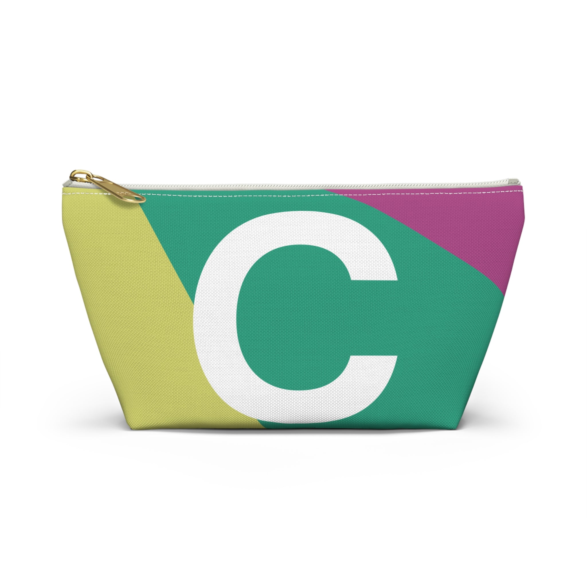 Initials Colorblock Accessory Pouch — Monogram C T-Bottom Cosmetic Bag