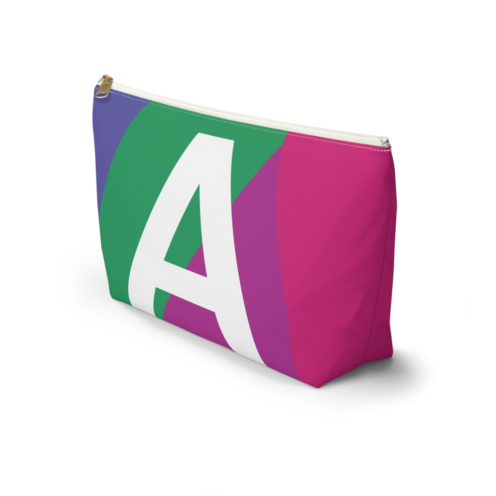 Initials Colorblock Accessory Pouch — Monogram A T-Bottom Cosmetic Bag
