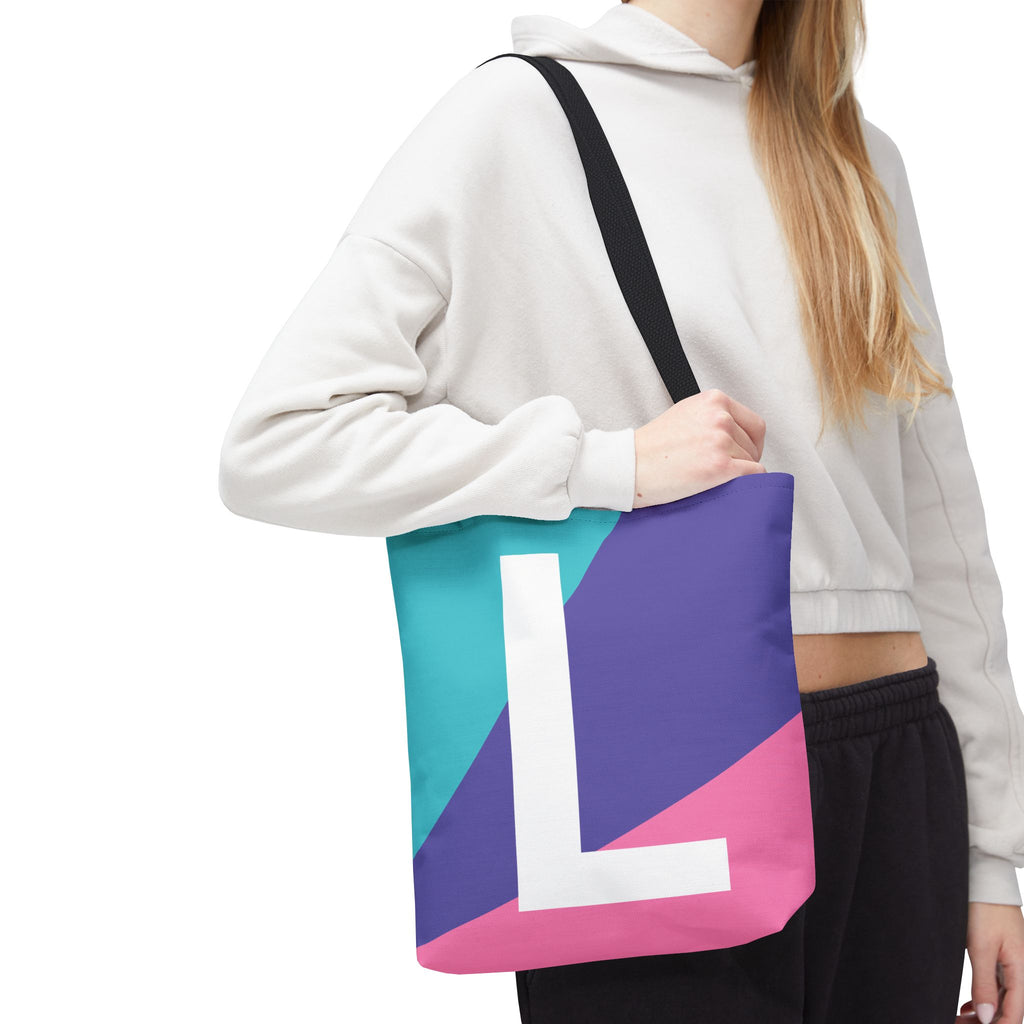 Monogram 'L' Colorblock Tote Bag — Personalized Initial L Shoulder Tote