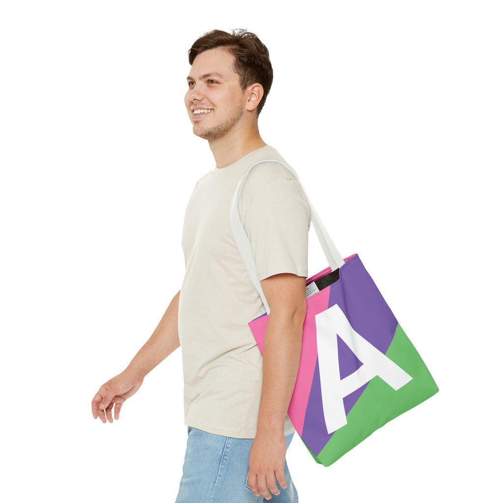 Monogram 'A' Colorblock Tote Bag — Personalized Initial A Shoulder Tote