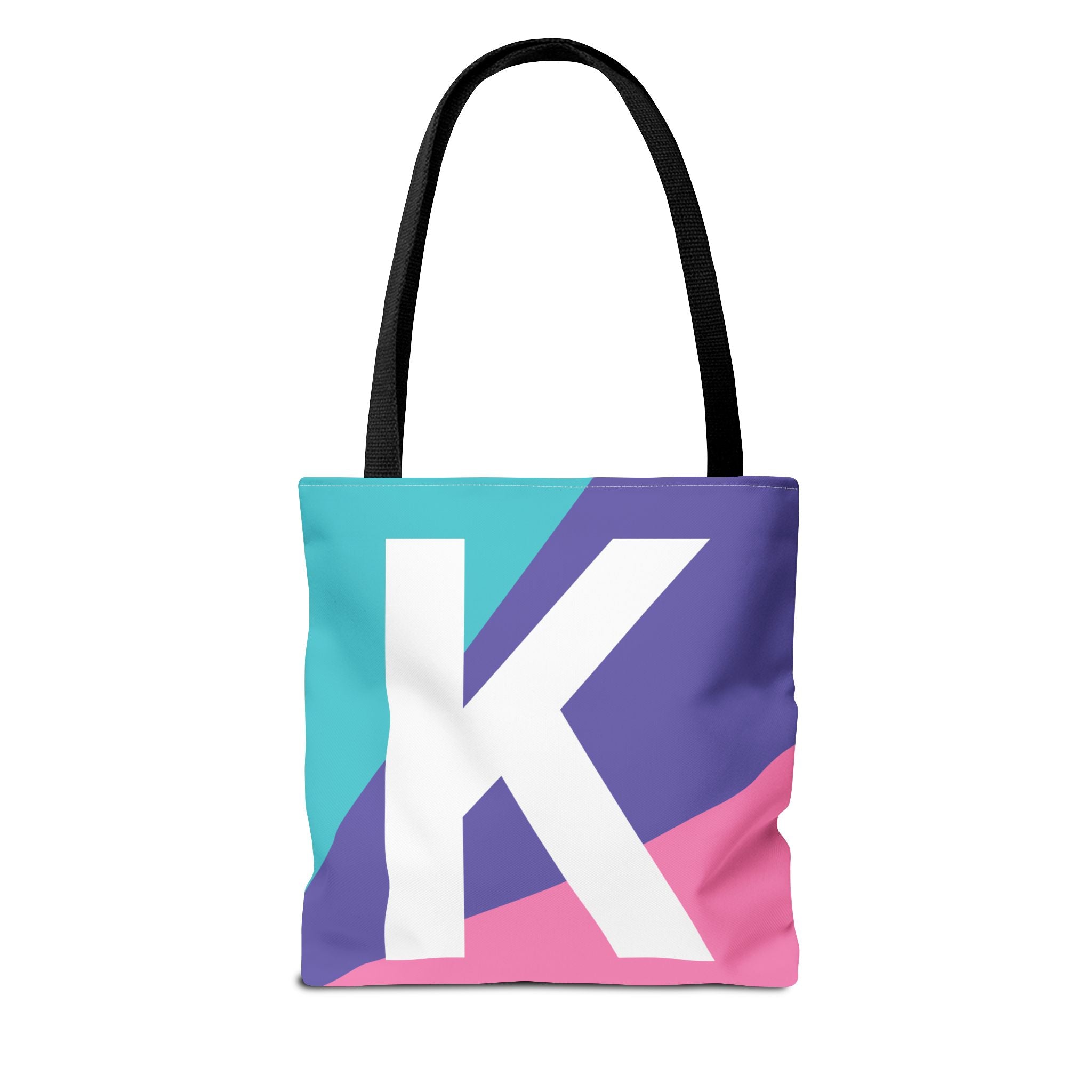 Monogram 'K' Colorblock Tote Bag — Personalized Initial K Shoulder Tote