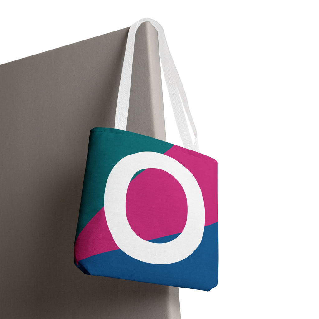 Monogram 'O' Colorblock Tote Bag — Personalized Initial O Shoulder Tote