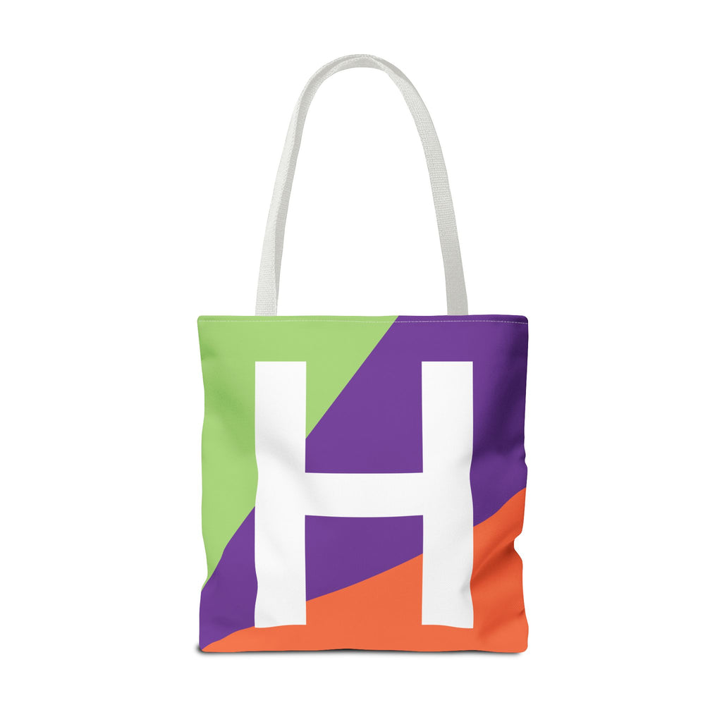 Monogram 'H' Colorblock Tote Bag — Personalized Initial H Shoulder Tote