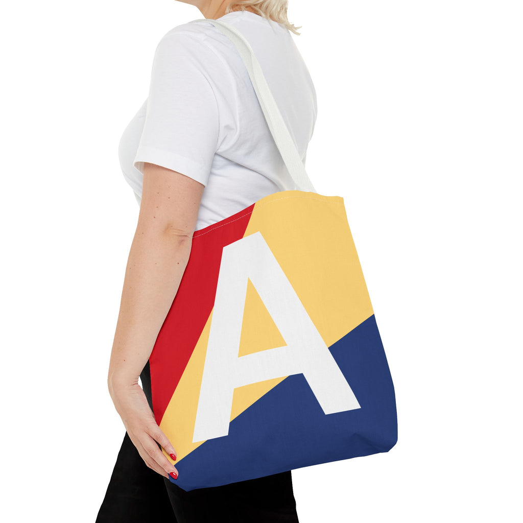 Monogram 'A' Colorblock Tote Bag — Personalized Initial A Shoulder Tote