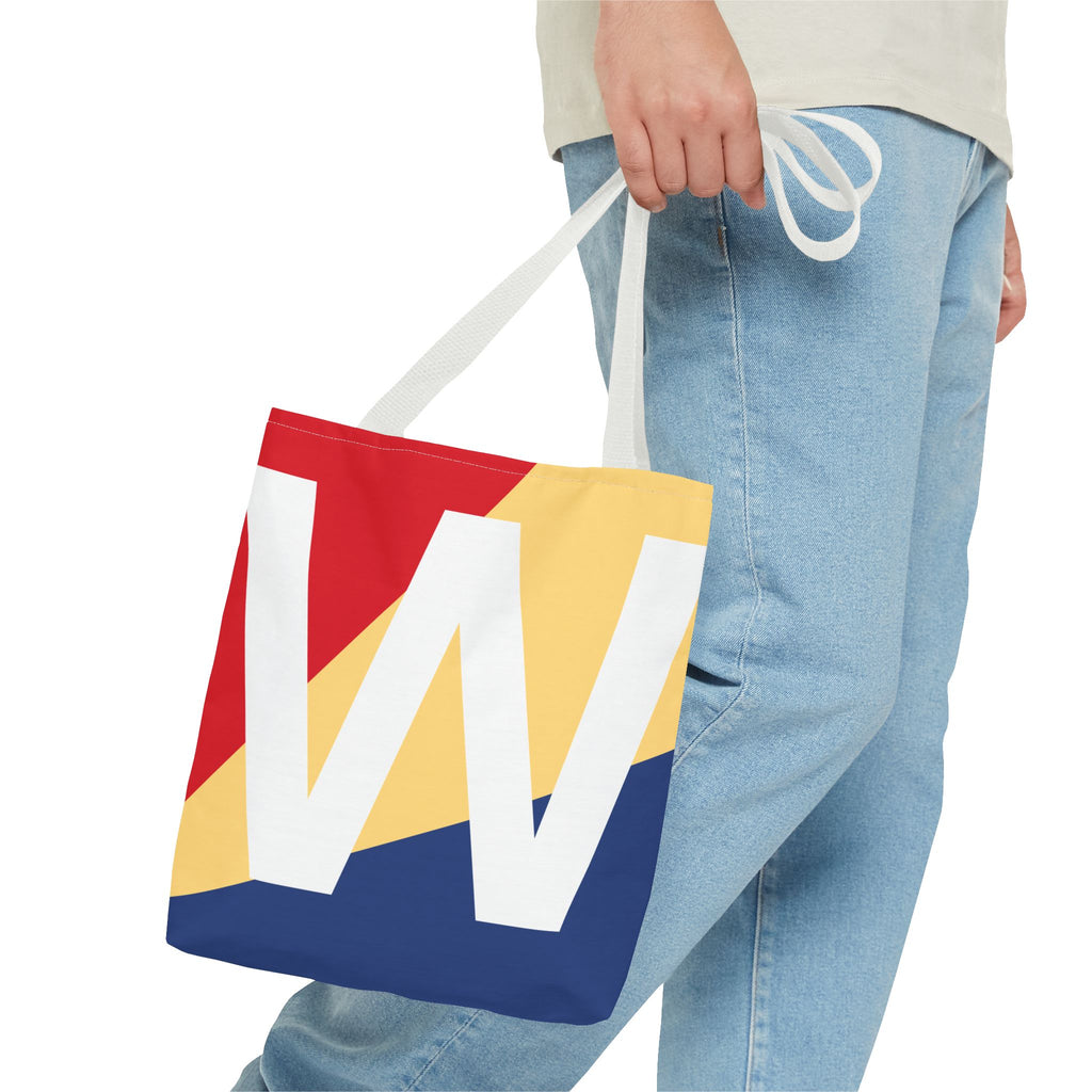 Monogram 'W' Colorblock Tote Bag — Personalized Initial W Shoulder Tote