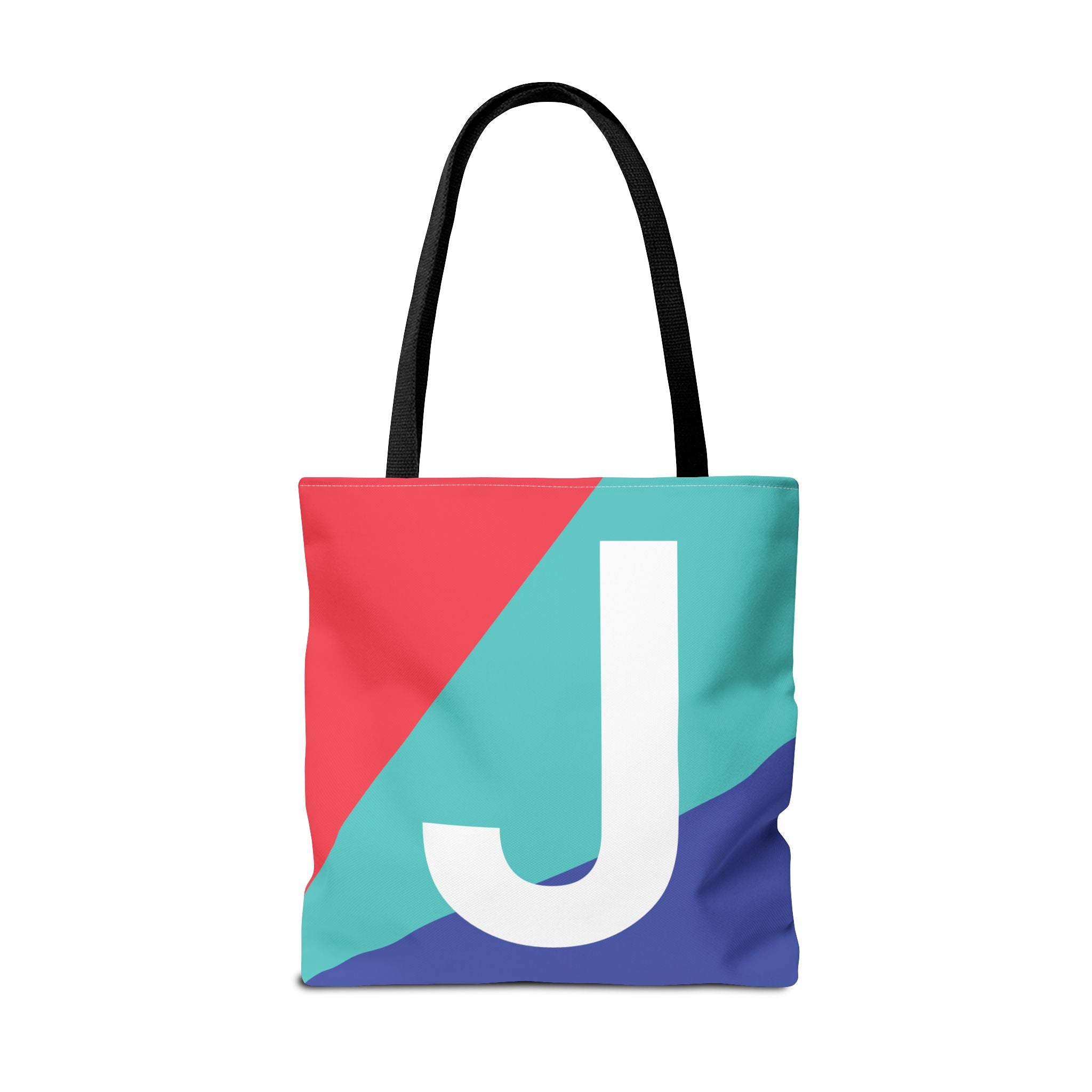 Monogram 'J' Colorblock Tote Bag — Personalized Initial J Shoulder Tote