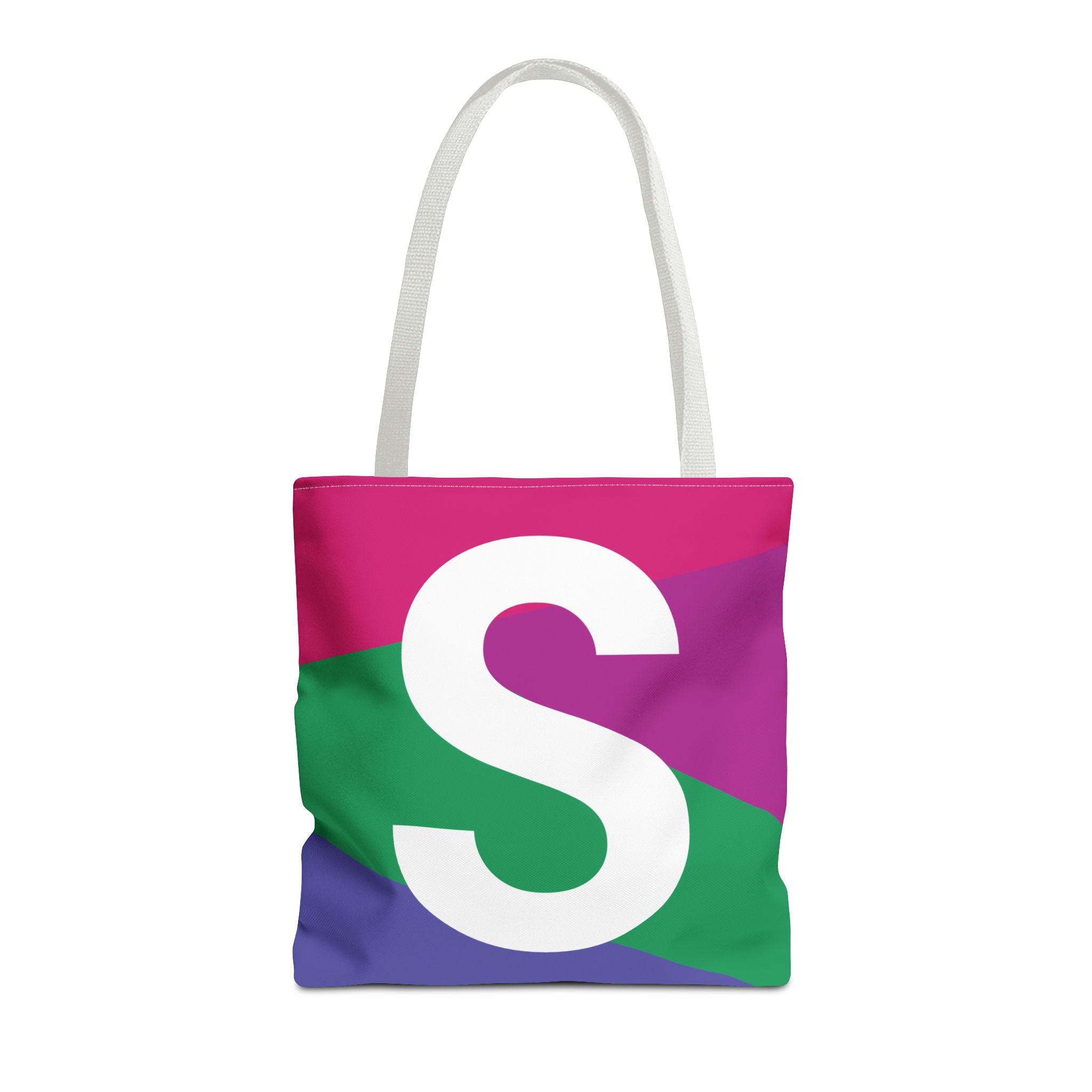 Monogram 'S' Colorblock Tote Bag — Personalized Initial S Shoulder Tote