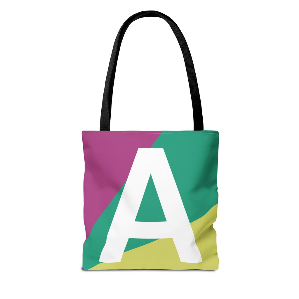 Monogram 'A' Colorblock Tote Bag — Personalized Initial A Shoulder Tote