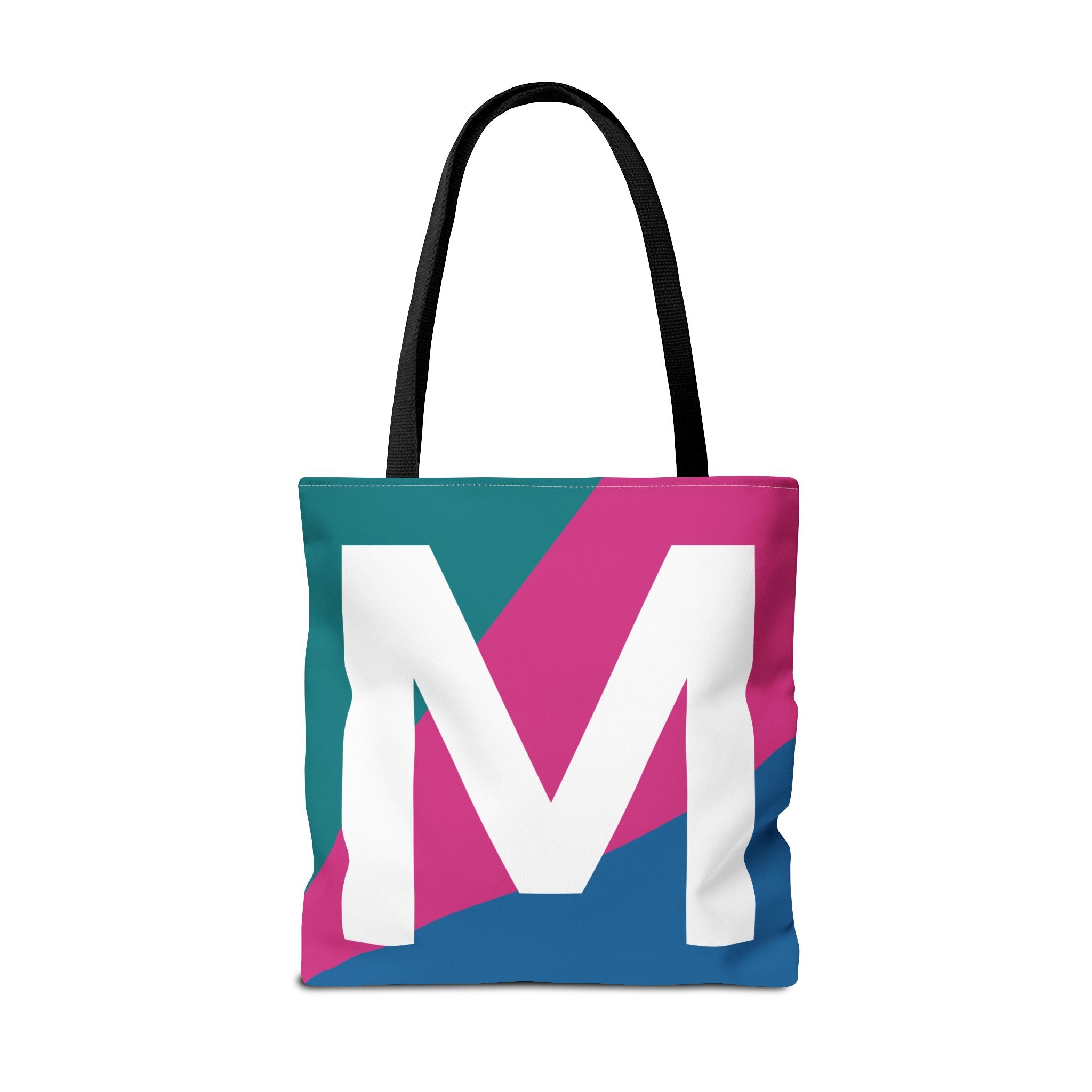 Monogram 'M' Colorblock Tote Bag — Personalized Initial M Shoulder Tote