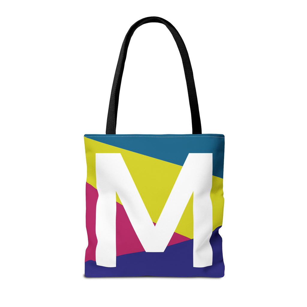 Monogram 'M' Colorblock Tote Bag — Personalized Initial M Shoulder Tote