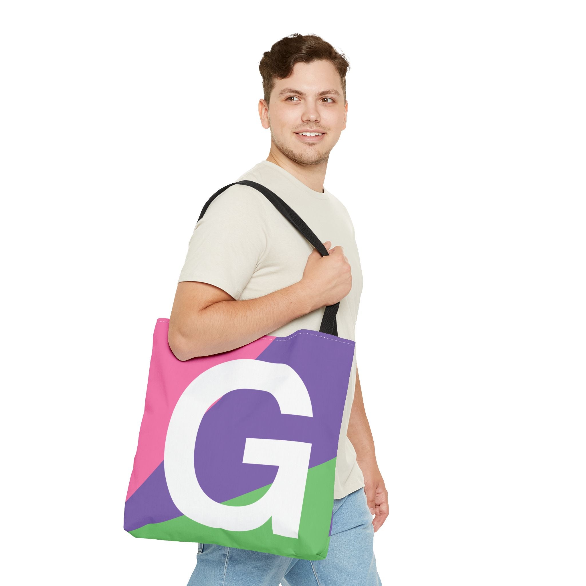 Monogram 'G' Colorblock Tote Bag — Personalized Initial G Shoulder Tote