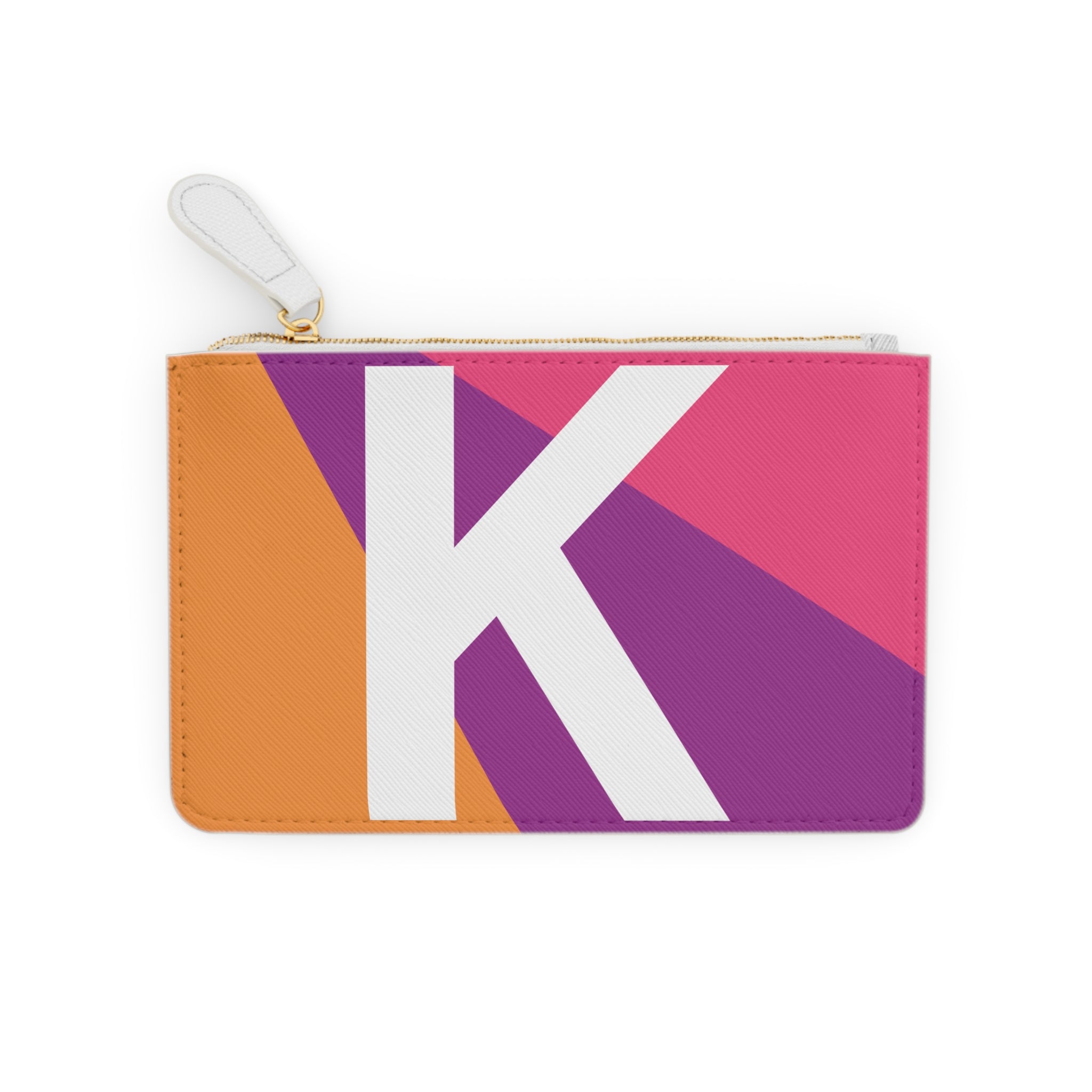 Initial K Mini Clutch — Colorblock Monogram Wristlet Wallet