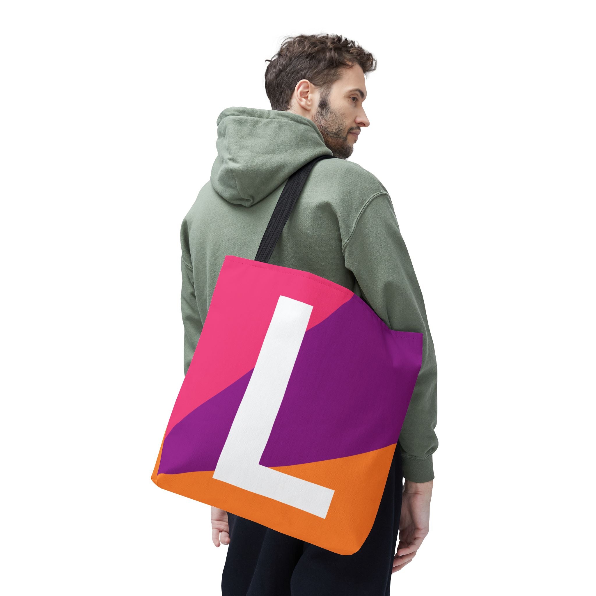 Monogram 'L' Colorblock Tote Bag — Personalized Initial L Shoulder Tote