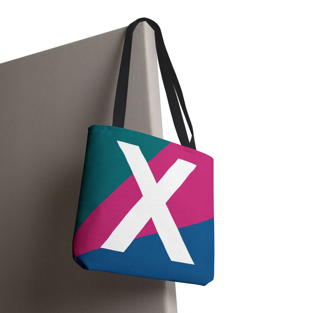 Monogram 'X' Colorblock Tote Bag — Personalized Initial X Shoulder Tote