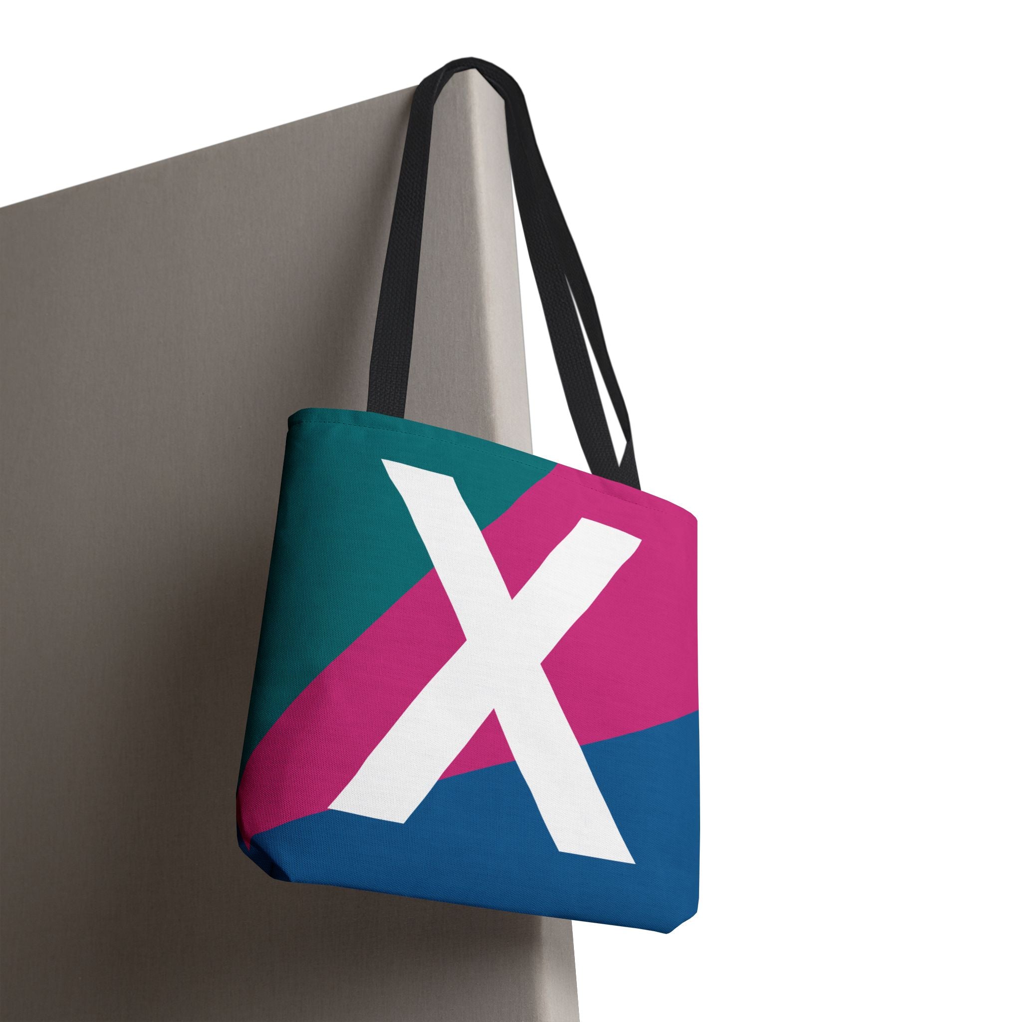 Monogram 'X' Colorblock Tote Bag — Personalized Initial X Shoulder Tote
