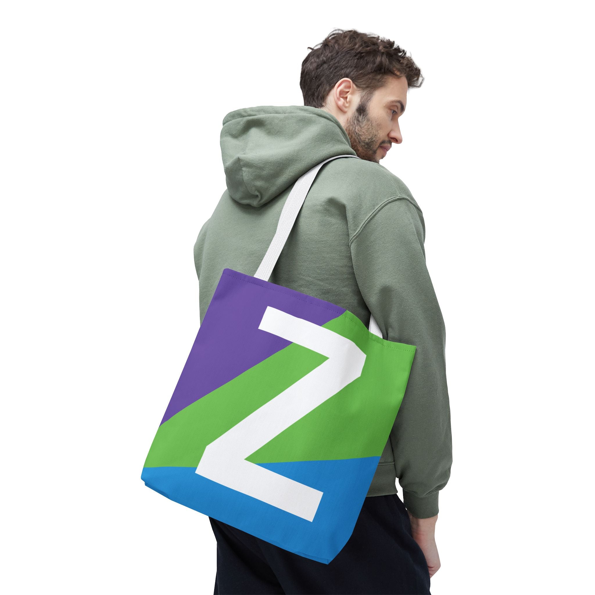 Monogram 'Z' Colorblock Tote Bag — Personalized Initial Z Shoulder Tote