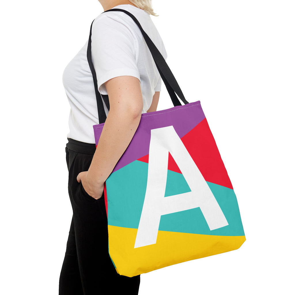 Monogram 'A' Colorblock Tote Bag — Personalized Initial A Shoulder Tote