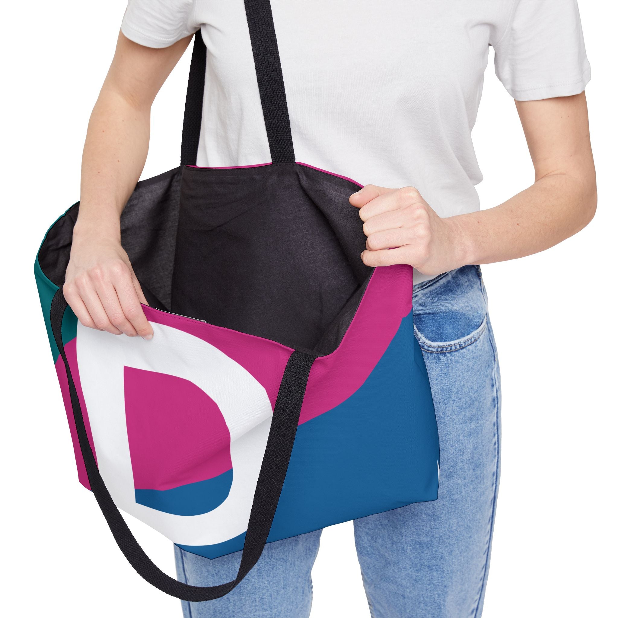 Personalized 'D' Colorblock Tote Bag — Monogram Weekender Tote