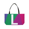 Personalized 'L' Colorblock Tote Bag — Monogram Weekender Tote
