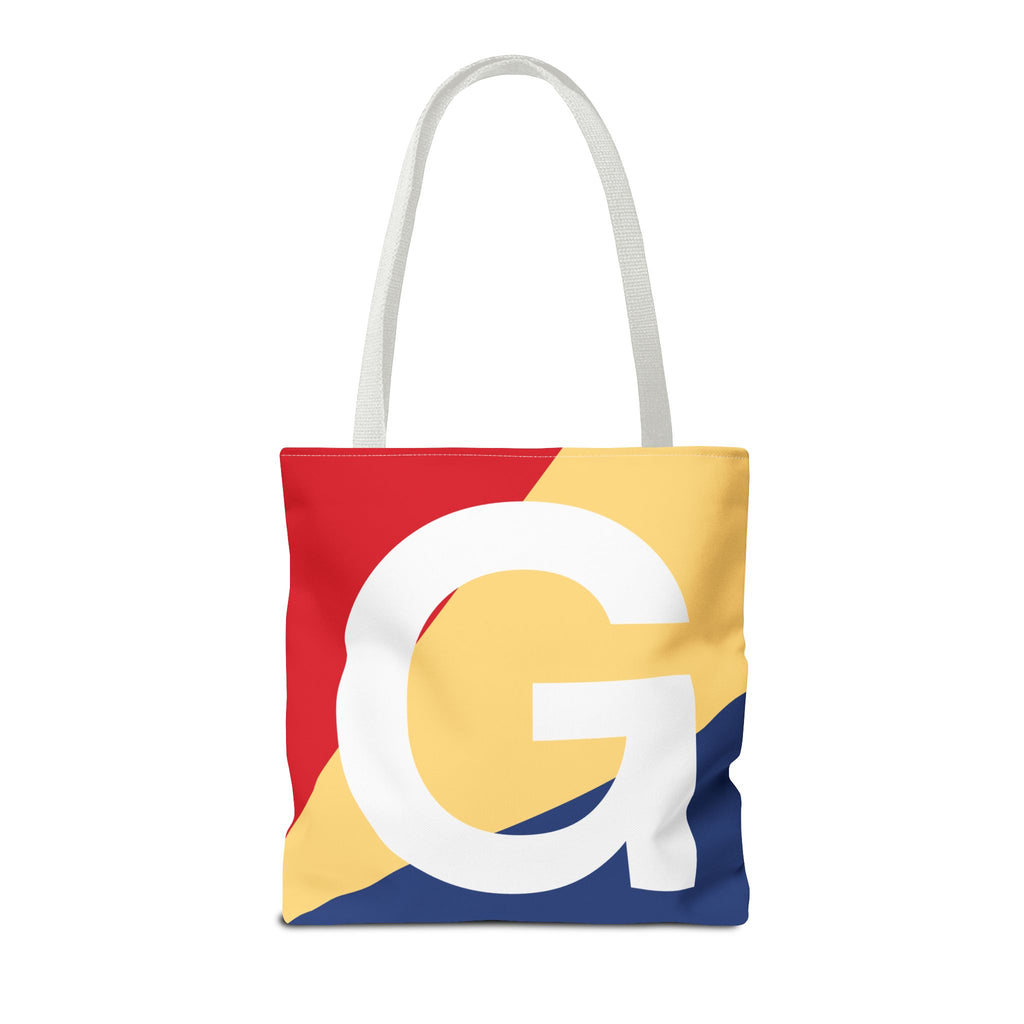 Monogram 'G' Colorblock Tote Bag — Personalized Initial G Shoulder Tote