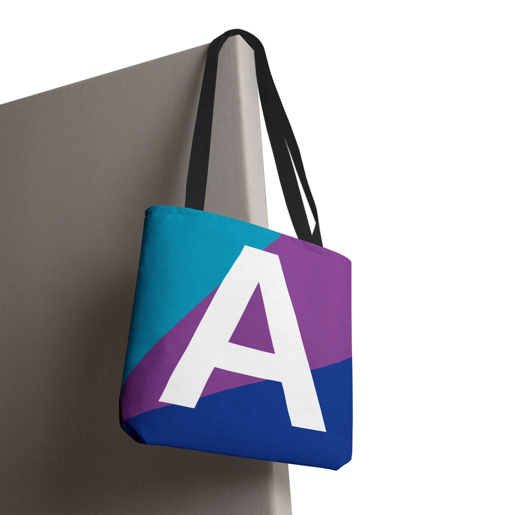Monogram 'A' Colorblock Tote Bag — Personalized Initial A Shoulder Tote