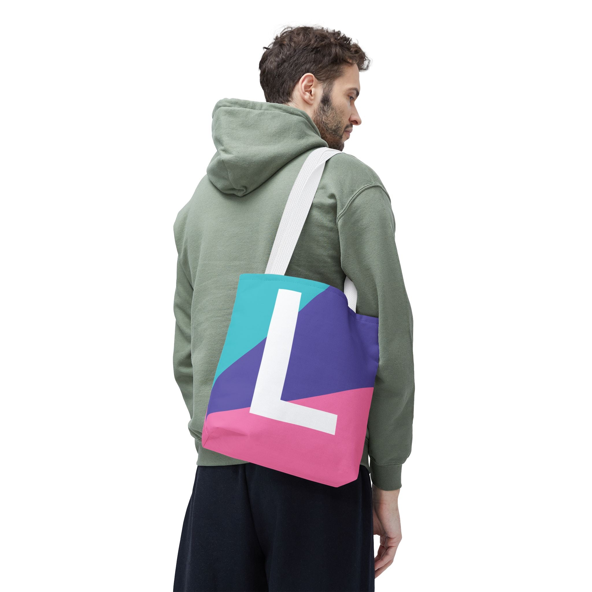 Monogram 'L' Colorblock Tote Bag — Personalized Initial L Shoulder Tote