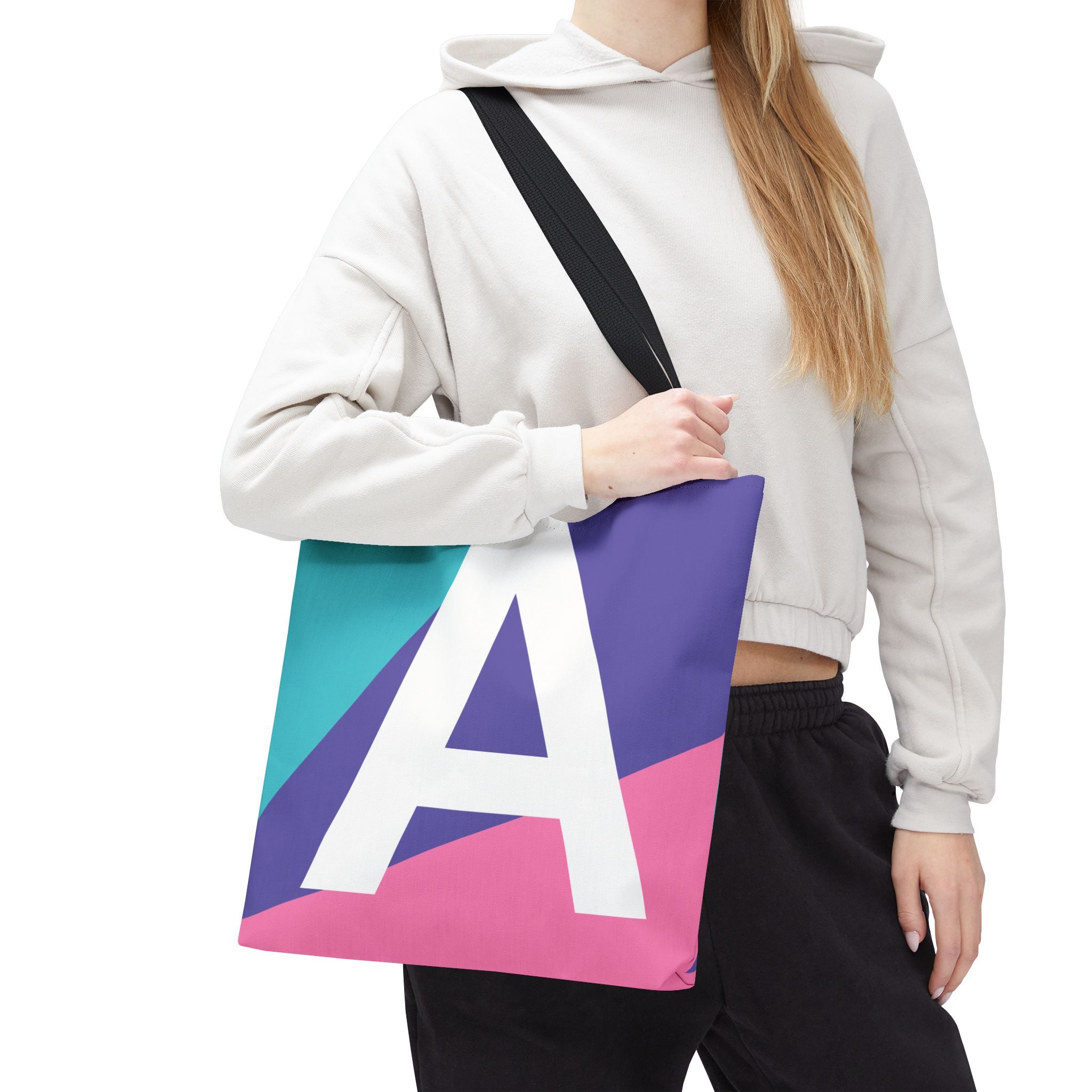 Monogram 'A' Colorblock Tote Bag — Personalized Initial A Shoulder Tote