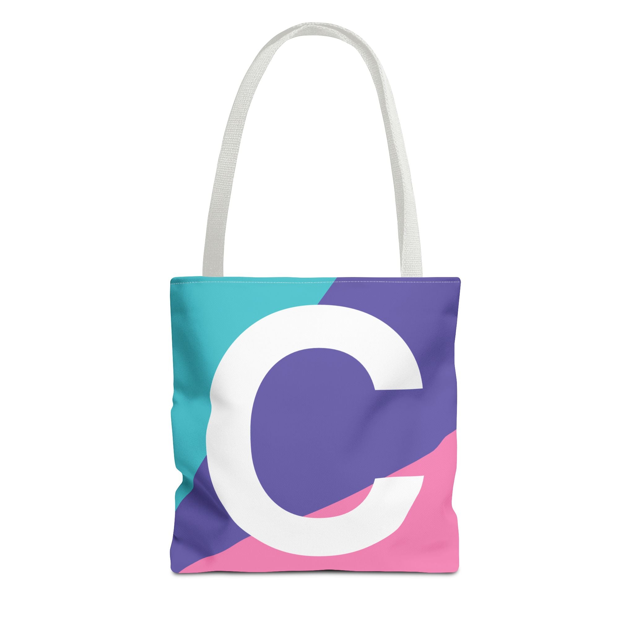 Monogram 'C' Colorblock Tote Bag — Personalized Initial C Shoulder Tote