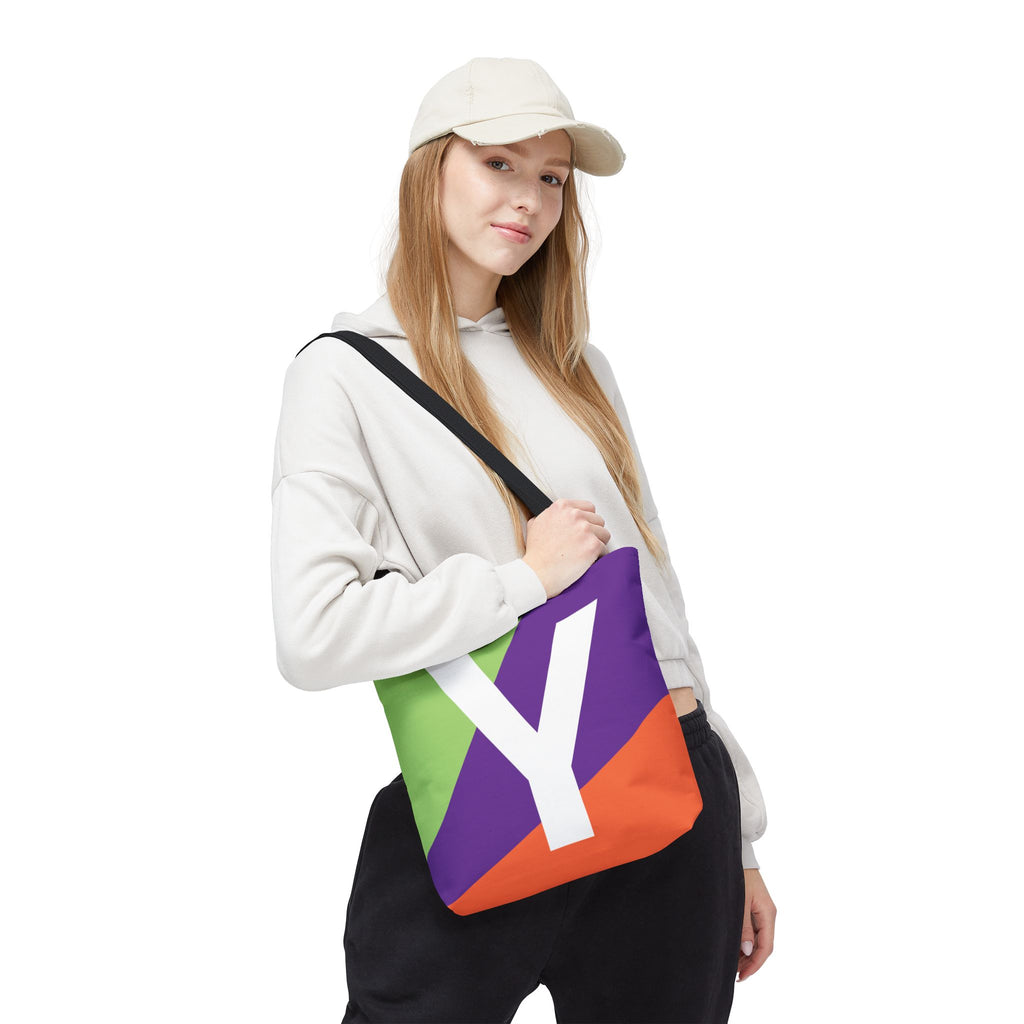 Monogram 'Y' Colorblock Tote Bag — Personalized Initial Y Shoulder Tote