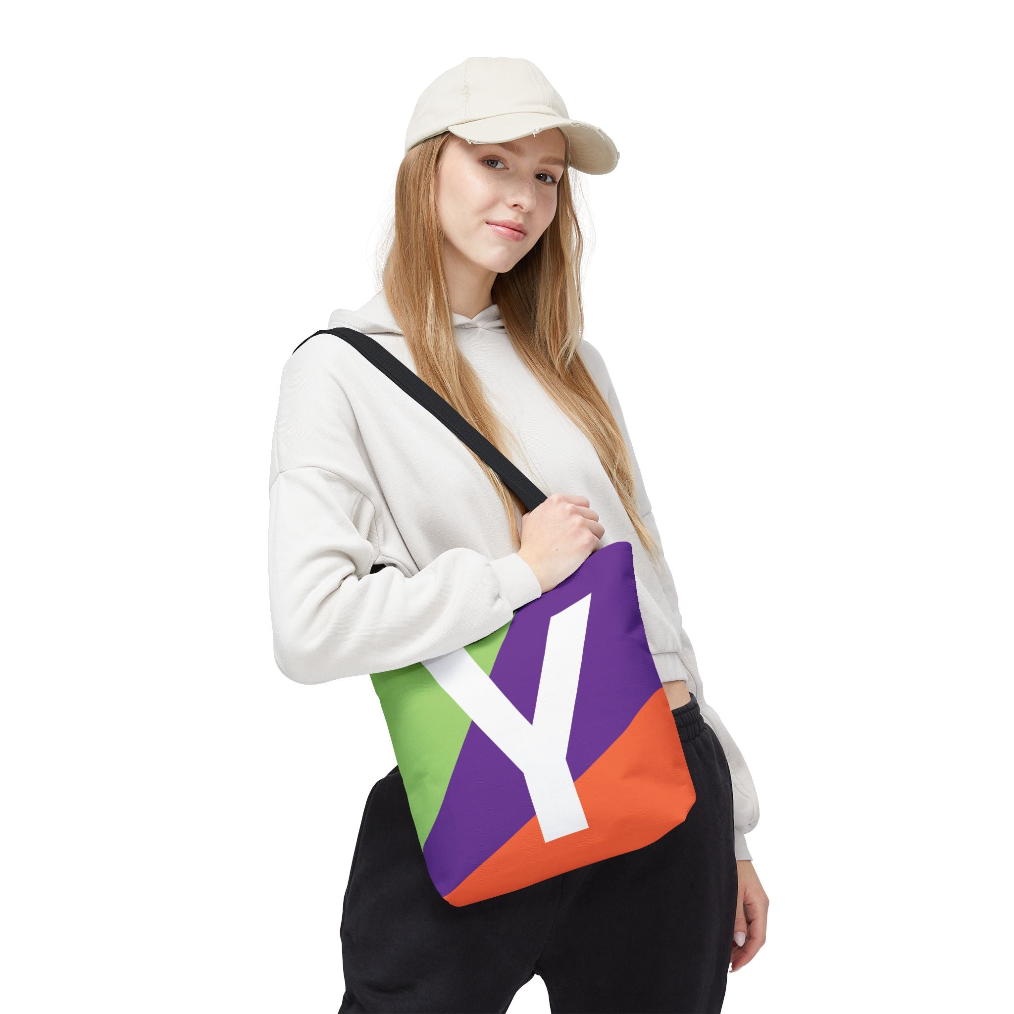 Monogram 'Y' Colorblock Tote Bag — Personalized Initial Y Shoulder Tote